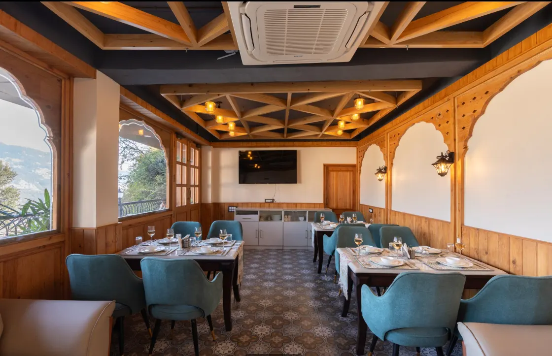 The dining room set for a shared meal